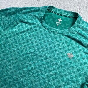 Rabbit EZ Tee Mens Medium Green Heather Geometric Running Performance Shirt MD